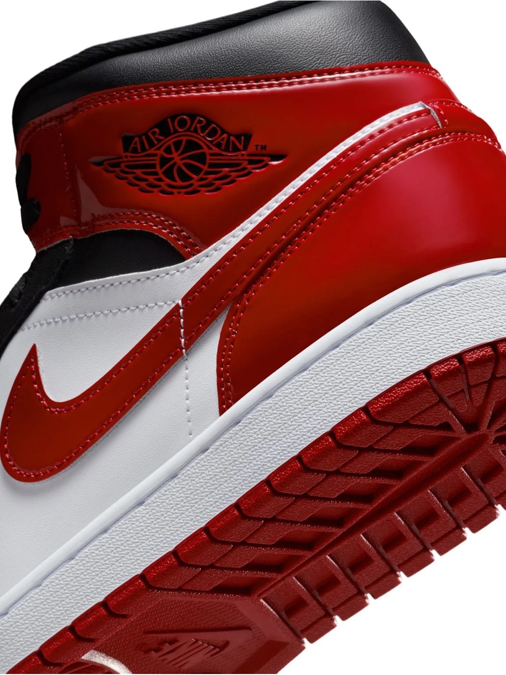 Nike Air Jordan 1 Mid SE Shoes Patent Bred Black Red White Men 8.5 Women 7. - Picture 15 of 16